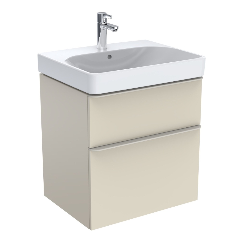 Product Cut out image of the Geberit Smyle Square 600mm Sand Vanity Unit & Washbasin